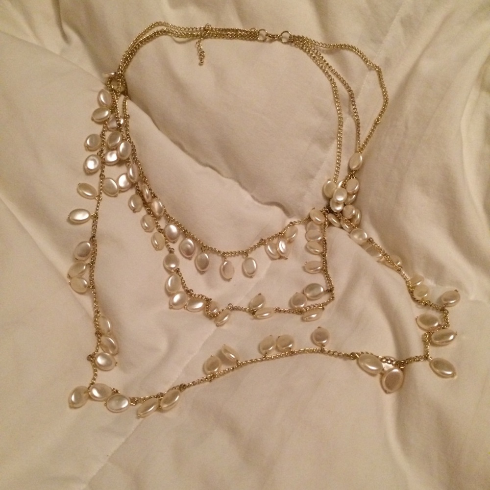 Three strand flat pearl necklace - Picture 2 of 2